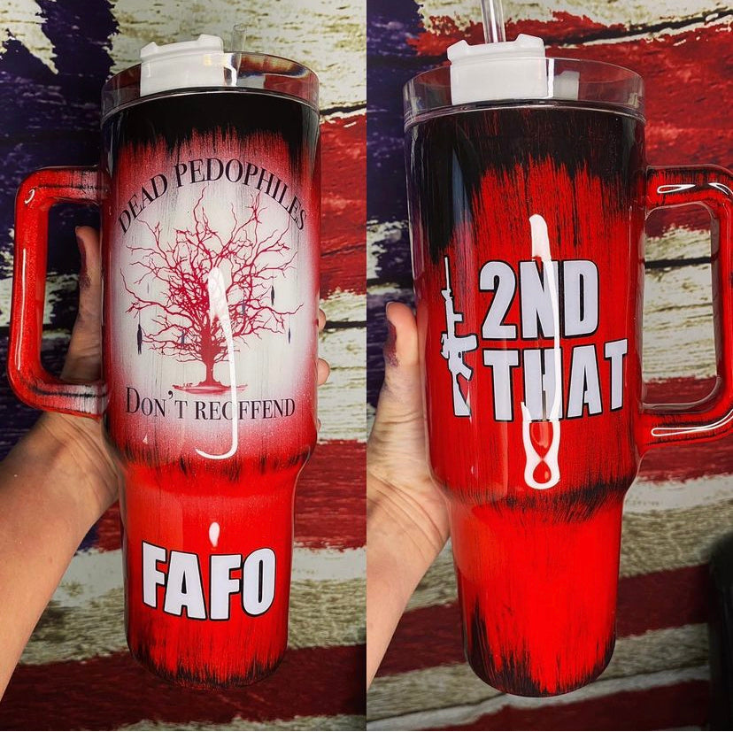 Large Custom dead pedos don’t reoffend epoxy tumbler with handle