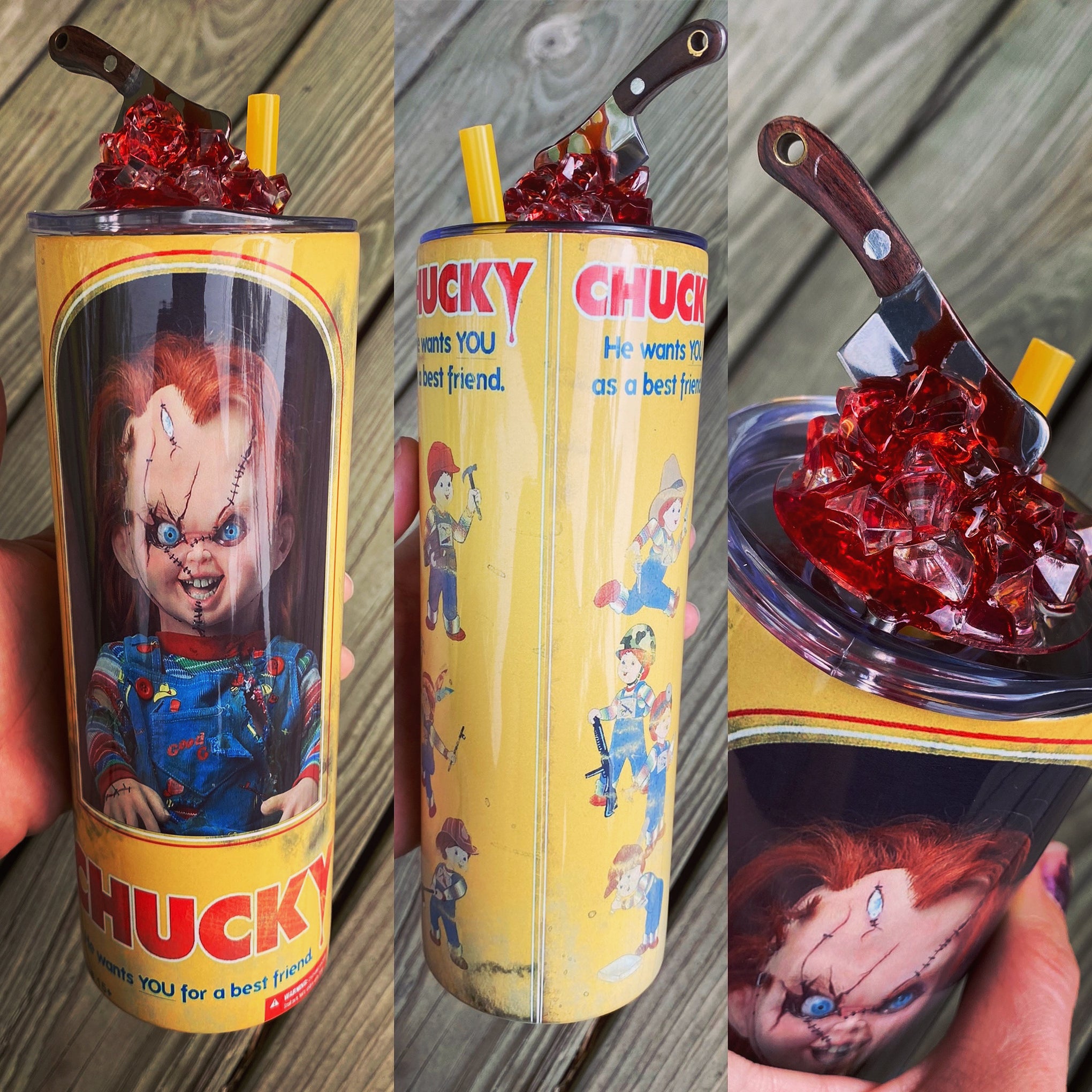 Chucky tumbler with topper